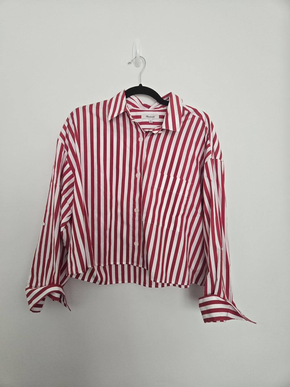 Madewell Red and White Striped Button-Down Shirt